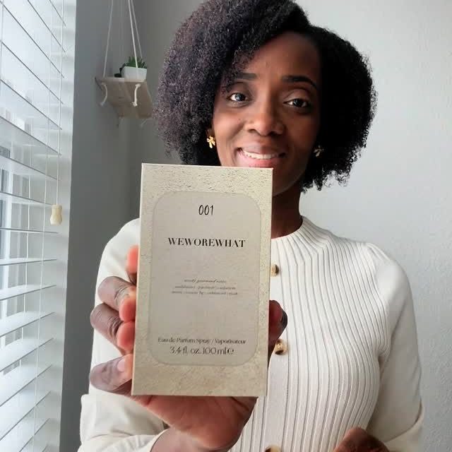 Instagram post by @lele_meerah_ for WEWOREWHAT. Caption reads: One spritz of WeWoreWhat 001 and suddenly....