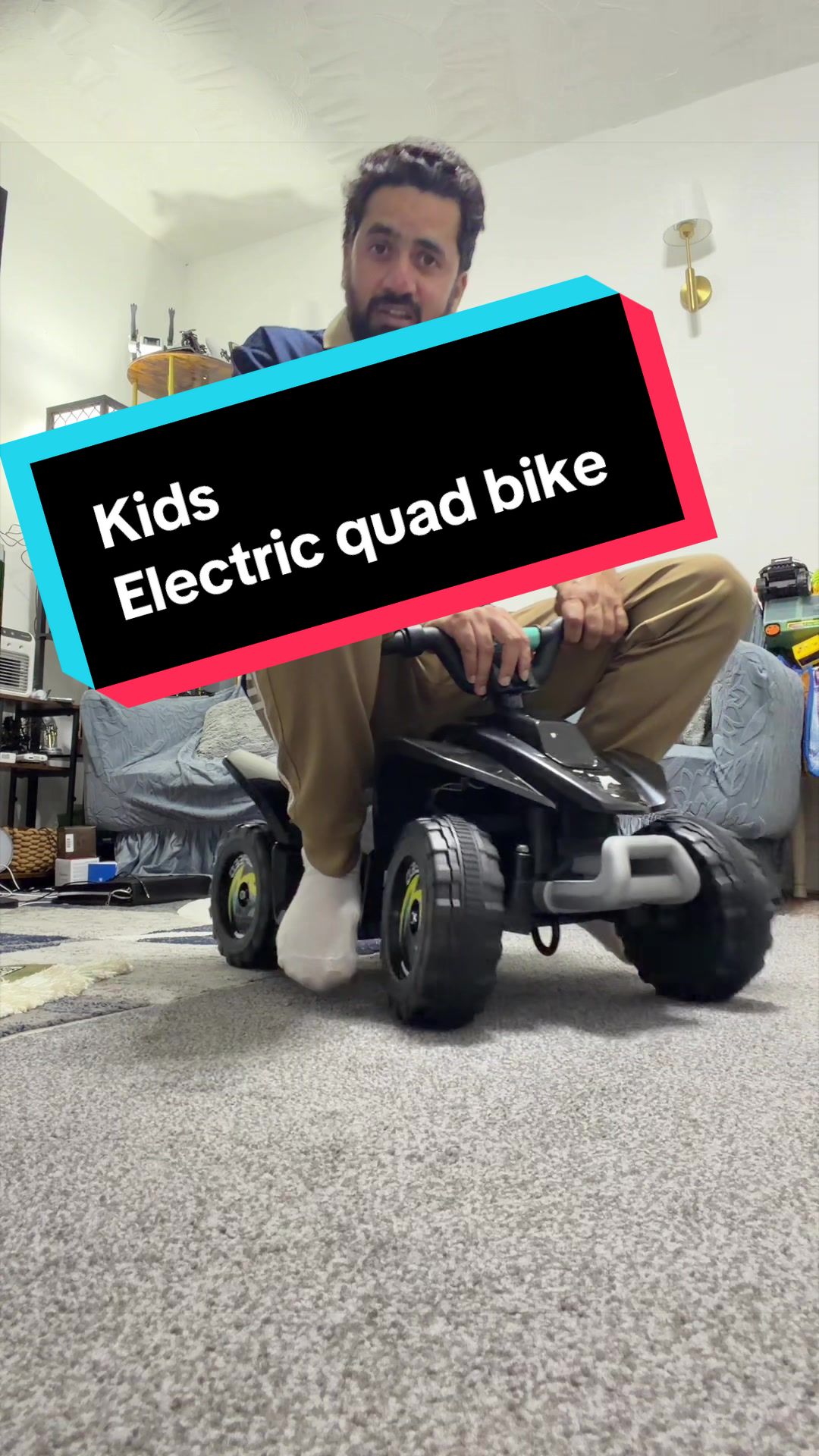 TikTok post by @azdynamics2 for Straame. Caption reads: @STRAAME kids electric rechargeable quad bike ,....