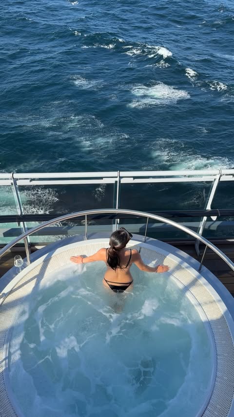Instagram post by @emilythebearrr for Virgin Voyages. Caption reads: Experiencing Alaska on board @virginvoyages....