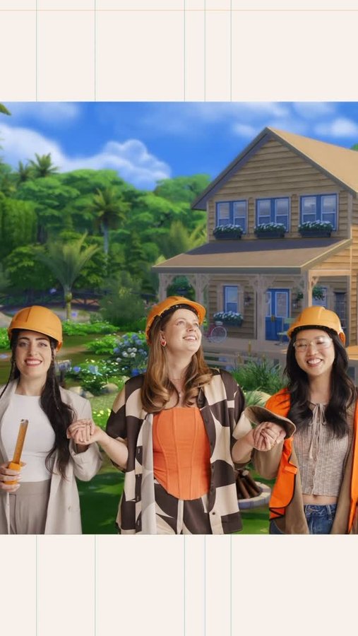 Instagram post by @jeyjeybink for The Sims. Caption reads: You can’t build a cabin getaway without a hot tub....