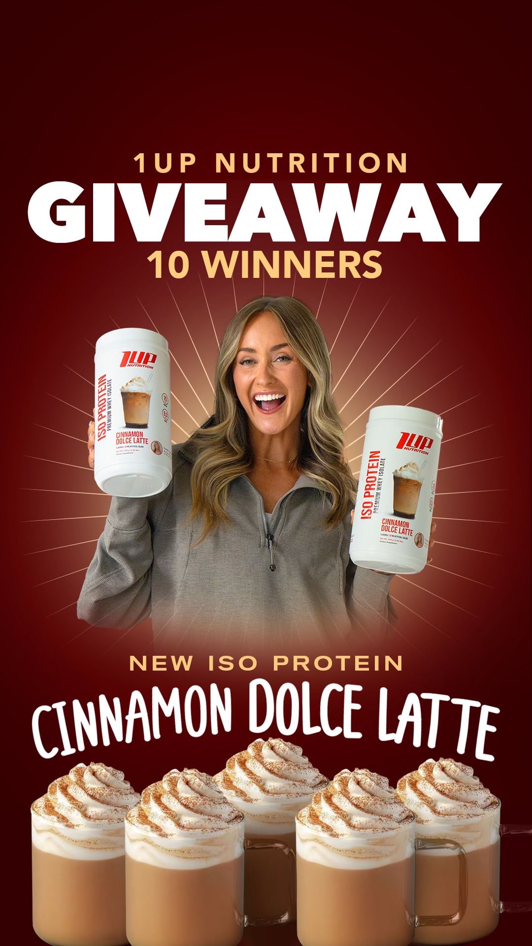 Instagram post by @morgantpete for 1UP Nutrition. Caption reads: 1UP Giveaway Time🎉(Closed)

Win 1 New 1UP X....