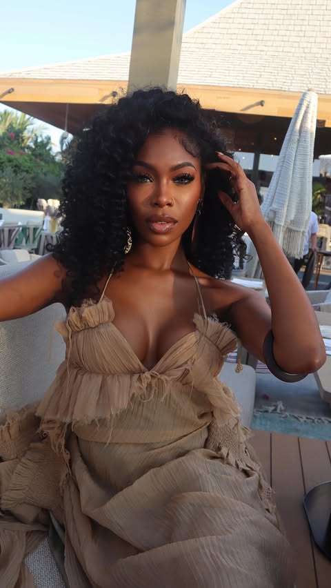 Instagram post by @bysharalaurie for Amazon AE. Caption reads: GRWM for a cute lil lunch date. 🤎

Dress:....