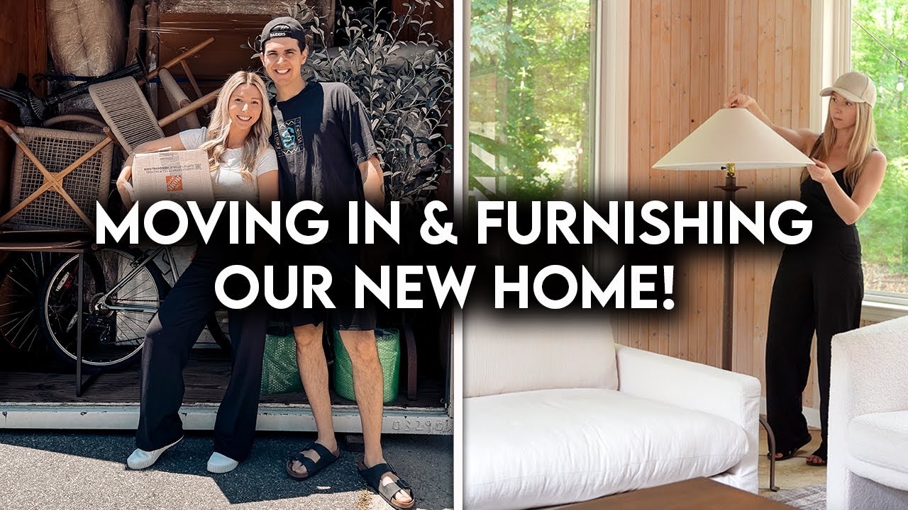 YouTube post by @KristenMcGowan for thredUP. Caption reads: MOVING INTO OUR NEW HOME | FURNISH + DECORATE WITH....