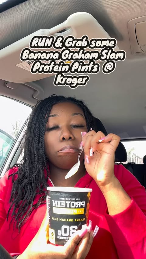 Instagram post by @savewithluluo for Kroger. Caption reads: Protein Pints are my love language this szn 🤩....