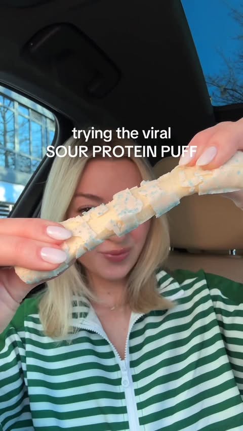 Instagram post by @gingerosesmith for Built Bar. Caption reads: I tried the new @builtbar Sour Puff and it tastes....