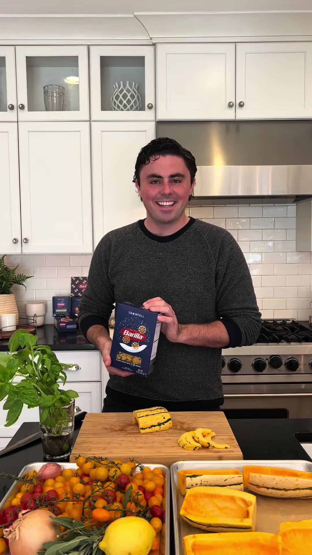 TikTok post by @keeganmcmanus for Barilla. Caption reads: Nothing says cozy like a bowl of perfectly al....