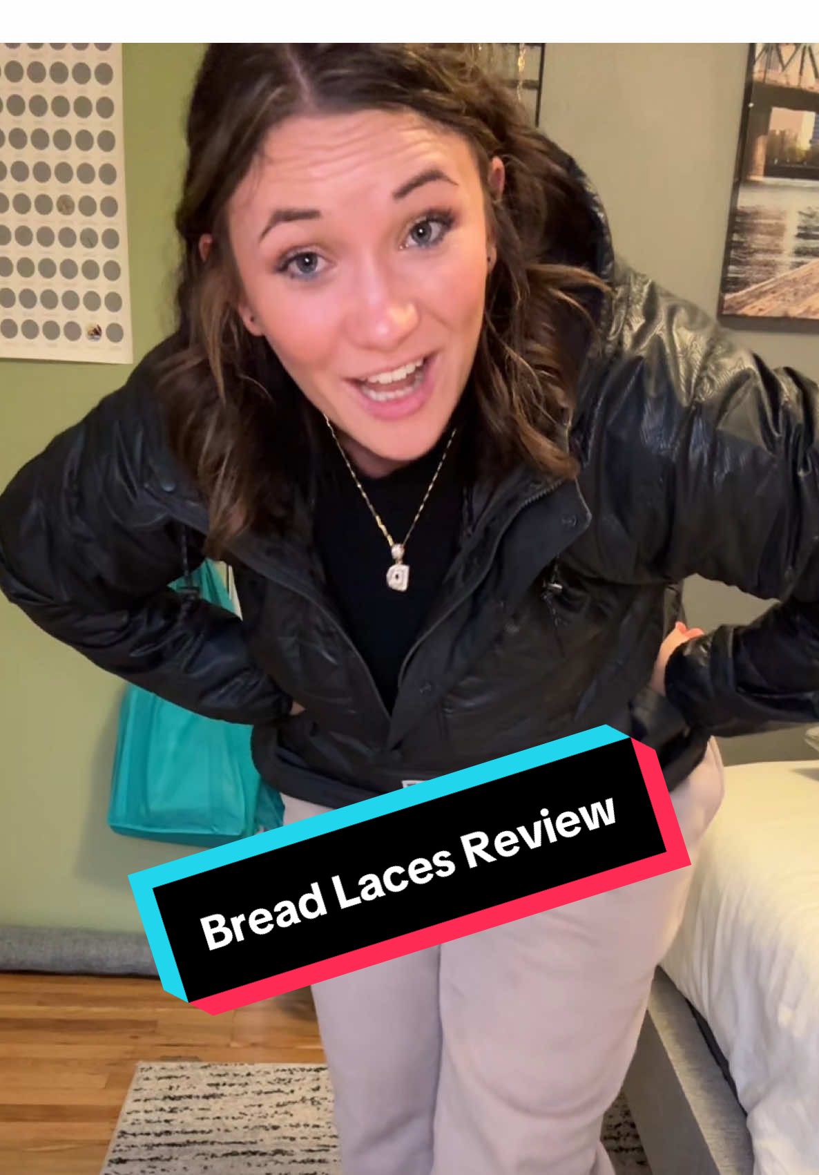 TikTok post by @dishbydezi for Lace Bread. Caption reads: Bread laces are a game changer! Never again will I....