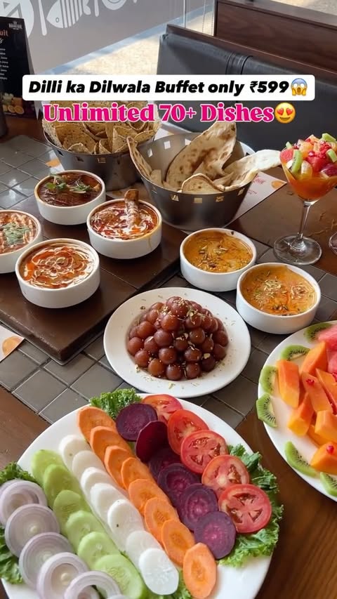 Instagram post by @dillifoodexpress for Barbeque Nation. Caption reads: Dilli Ka Dilwala Buffet — Weekday Lunch @ Just....