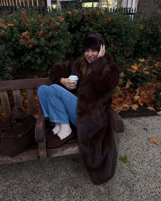 Instagram post by @mialuckie for New Look. Caption reads: Drowning in faux fur, living my winter dream....