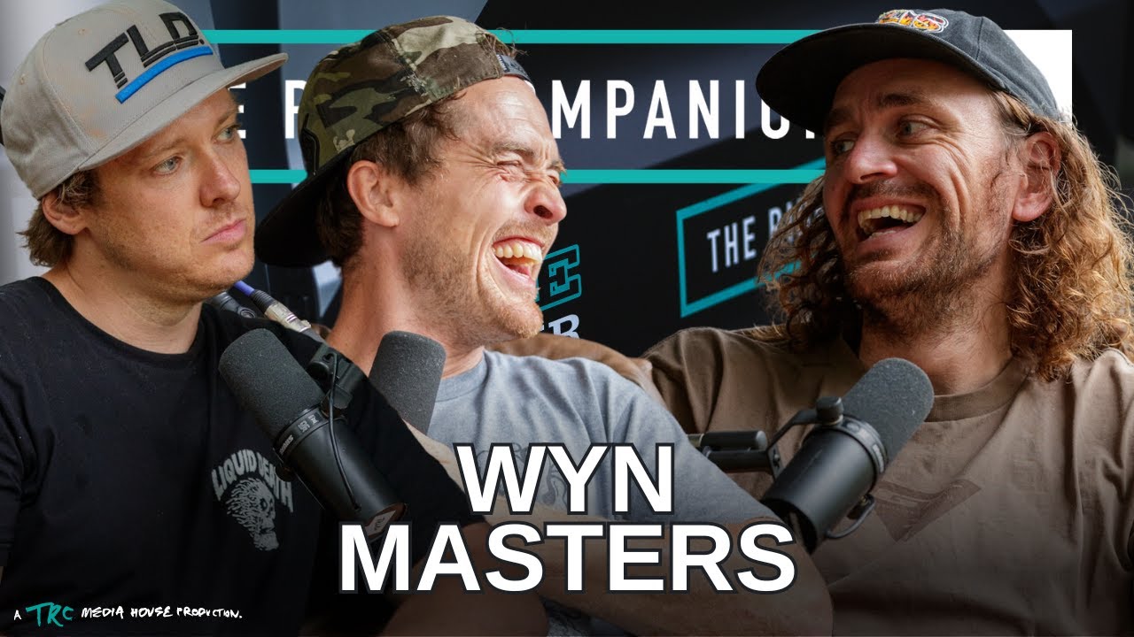 YouTube post by @TheRideCompanion for Compex. Caption reads: Al fresco podcasting with Wyn Masters!....