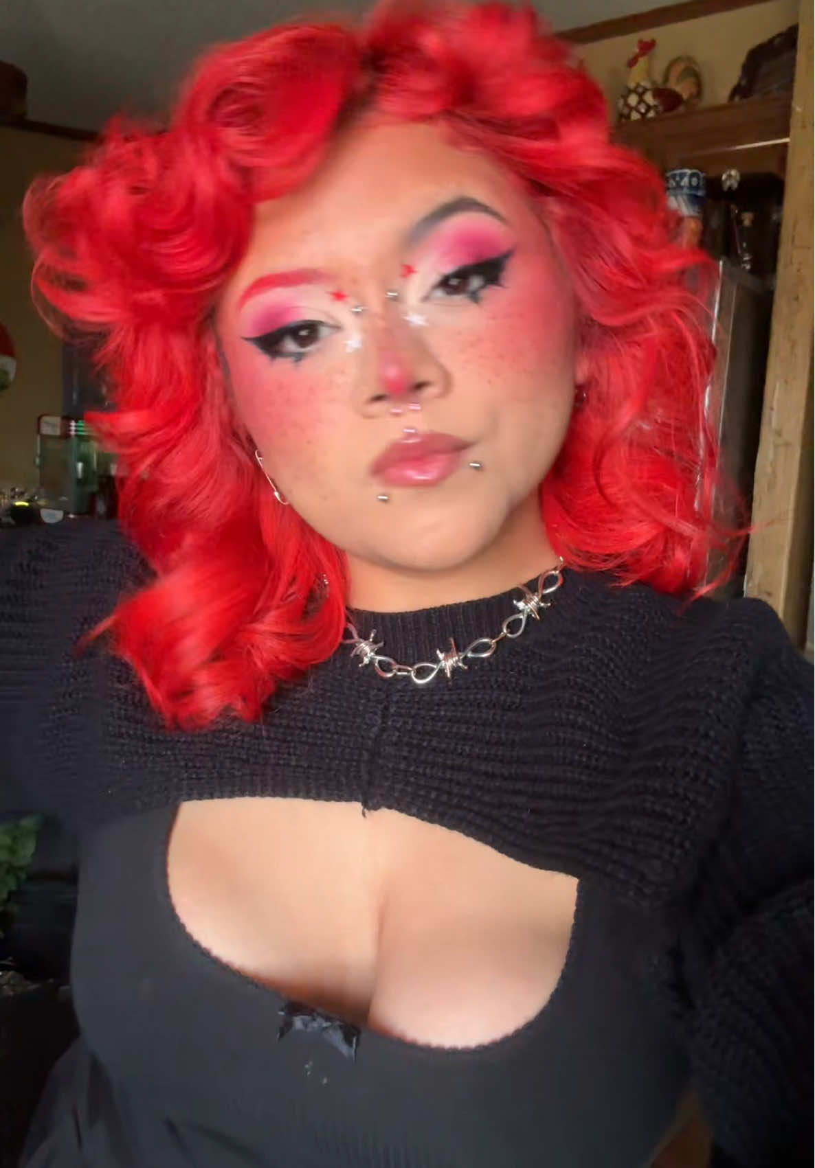 TikTok post by @cakedfaceash for oVertone Color. Caption reads: [...] slight inconvenience 🍒🖤✨ Using @oVertone....