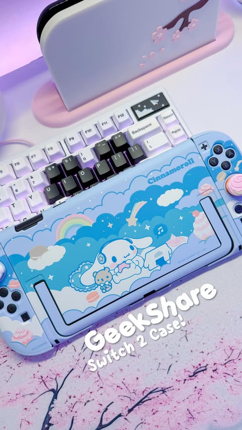 Instagram post by @mochiflurry for GeekShare. Caption reads: Super cute Cinnamoroll case from @geekshareplus....