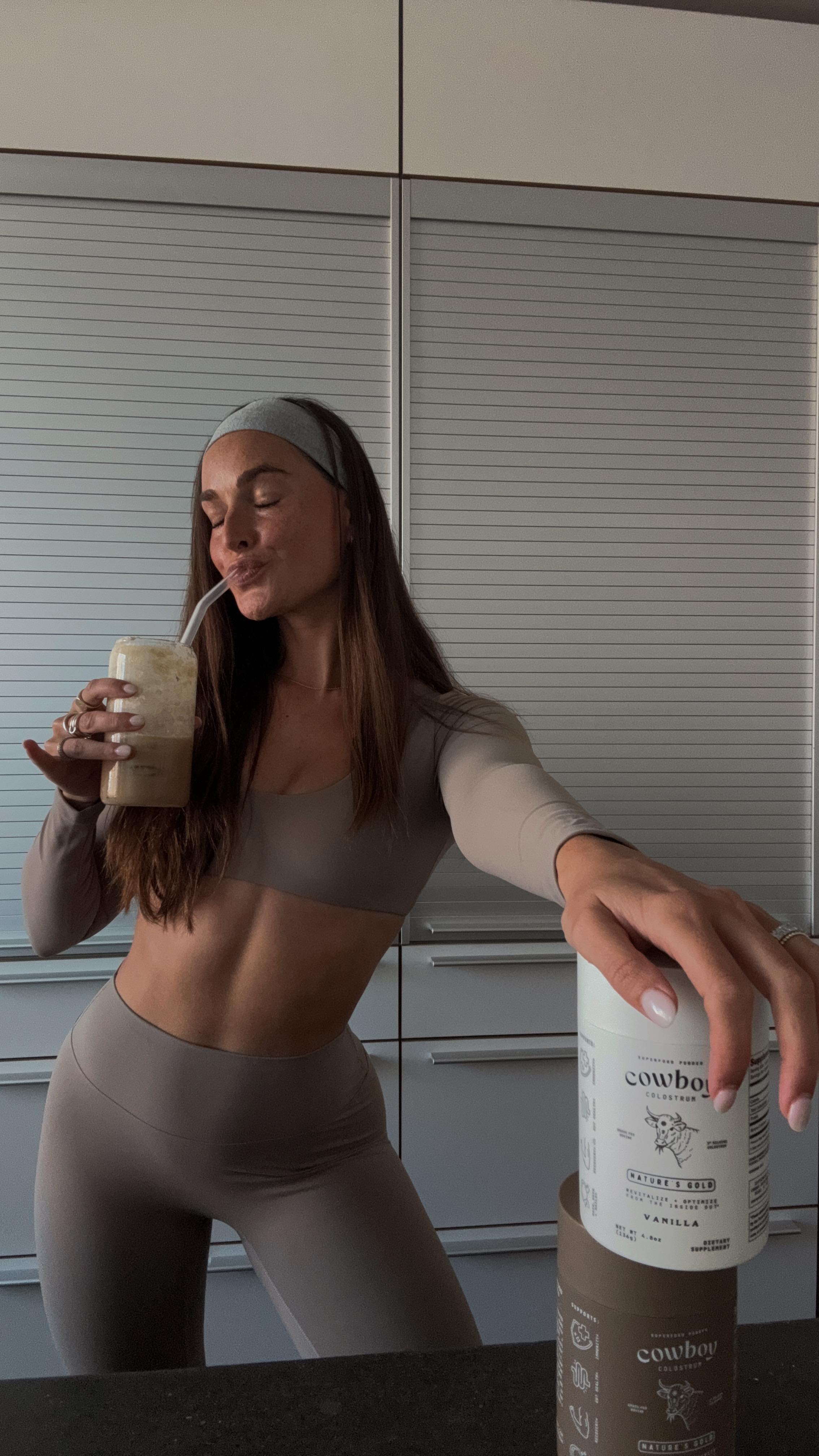 Instagram post by @gracefreyrefit for Cowboy Colostrum. Caption reads: I make this @cowboycolostrum protein coffee EVERY....