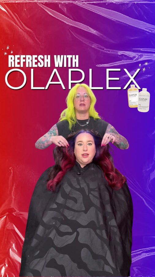 Instagram post by @cryistalchaos for OLAPLEX. Caption reads: [...] break the rules I do it with @olaplex One of....
