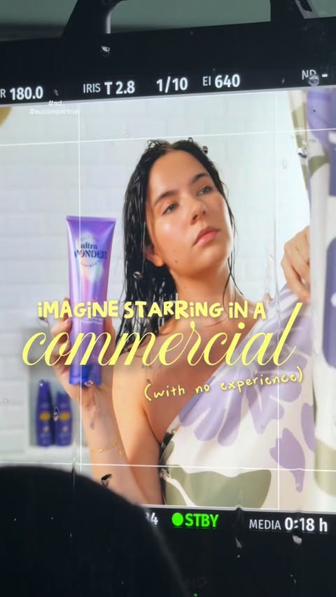 Instagram post by @emmaatopp for Aussie Hair. Caption reads: [...] 2 commercials & countless posts....