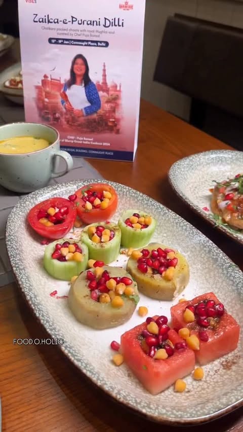 Instagram post by @roselle_on_my_plate for Barbeque Nation. Caption reads: Zaika-e-Purani Dilli| Delhi Street Food Festival....