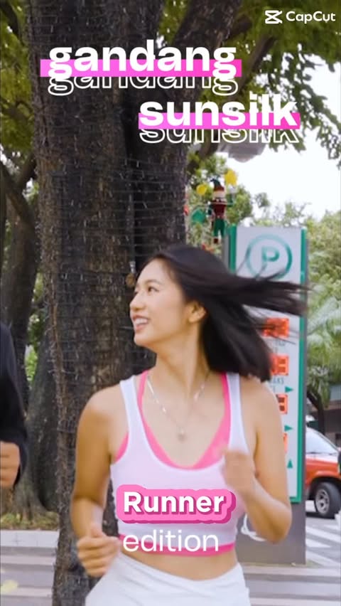 Instagram post by @kaori_oinuma for Sunsilk. Caption reads: Serving Gandang Sunsilk hair even while running!....