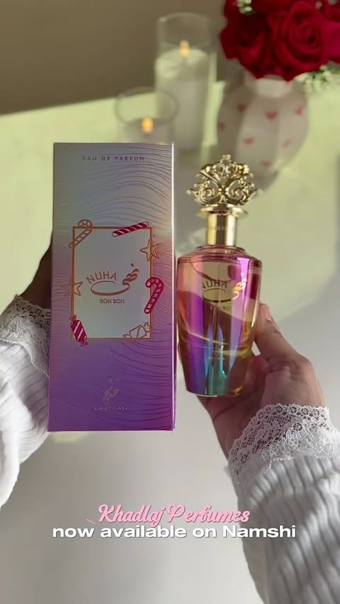 Instagram post by @_uae_blog for Namshi. Caption reads: Khadlaj Perfumes is now available on Namshi ✨ Shop....