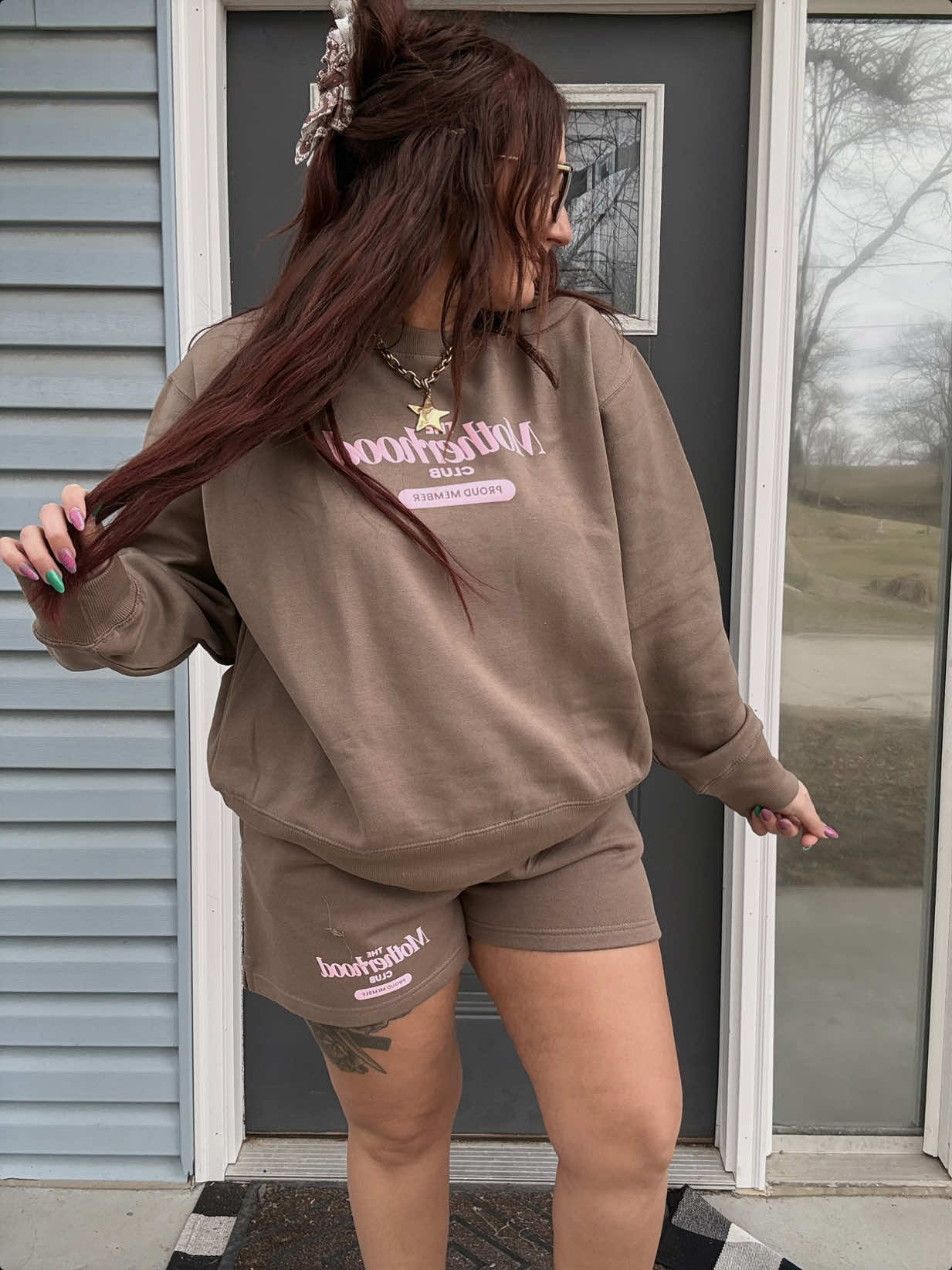 TikTok post by @karaad for United Monograms. Caption reads: [...] L in shorts! They are SO soft!!💖 @United....