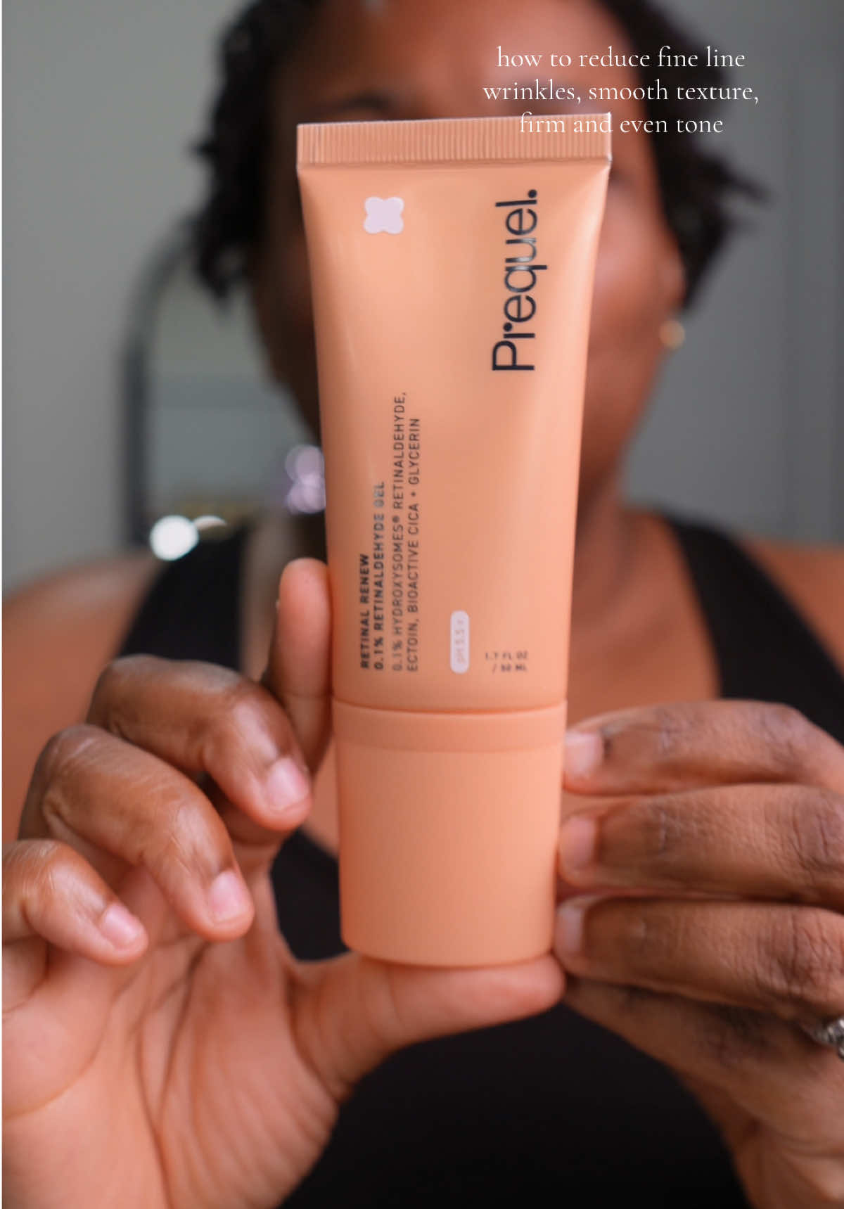 TikTok post by @lashaunbiggz for Prequel Skin. Caption reads: #retinal #prequel #reducefinelinesandwrinkles....