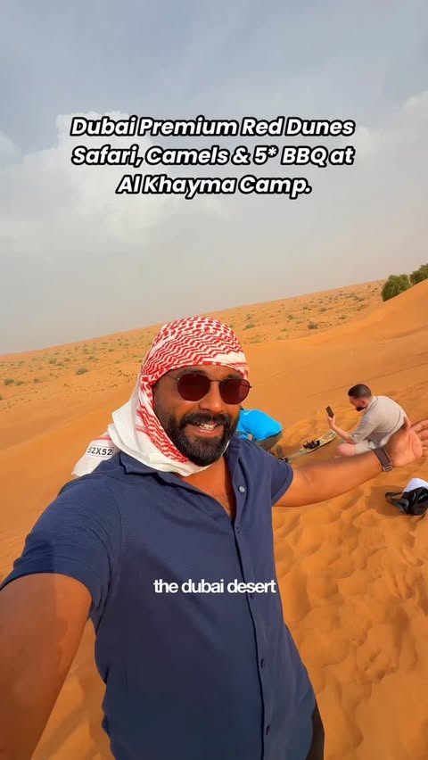 Instagram post by @tableeforone for Tripadvisor. Caption reads: Dubai Red Dunes Safari 🇦🇪🏜️

#Ad....