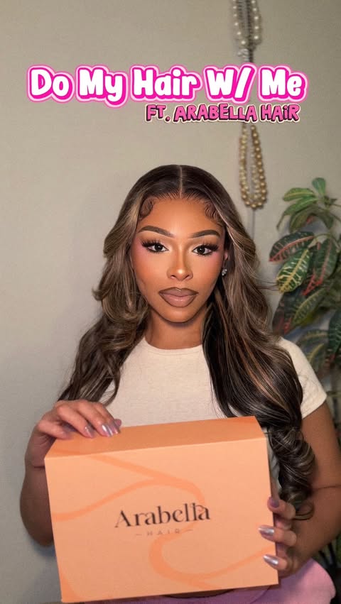 Instagram post by @blessingiraldo for Arabella Hair. Caption reads: @arabellahairofficial 🎀💕🍧obsessed with this....