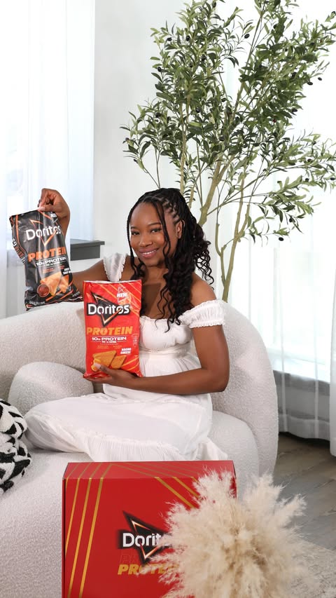 Instagram post by @iamsarah_sarah for Doritos. Caption reads: #ad These protein Doritos are the only snack that....