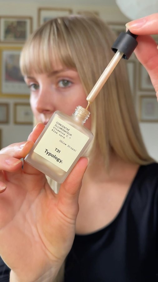 Instagram post by @annaannora_ for Typology. Caption reads: [...] to make you glow using @typologyparis....