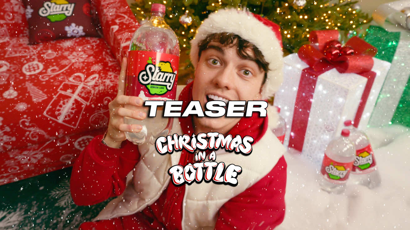 TikTok post by @okcron for Starry. Caption reads: OkCron X STARRY® - CHRISTMAS IN A BOTTLE (Teaser)....