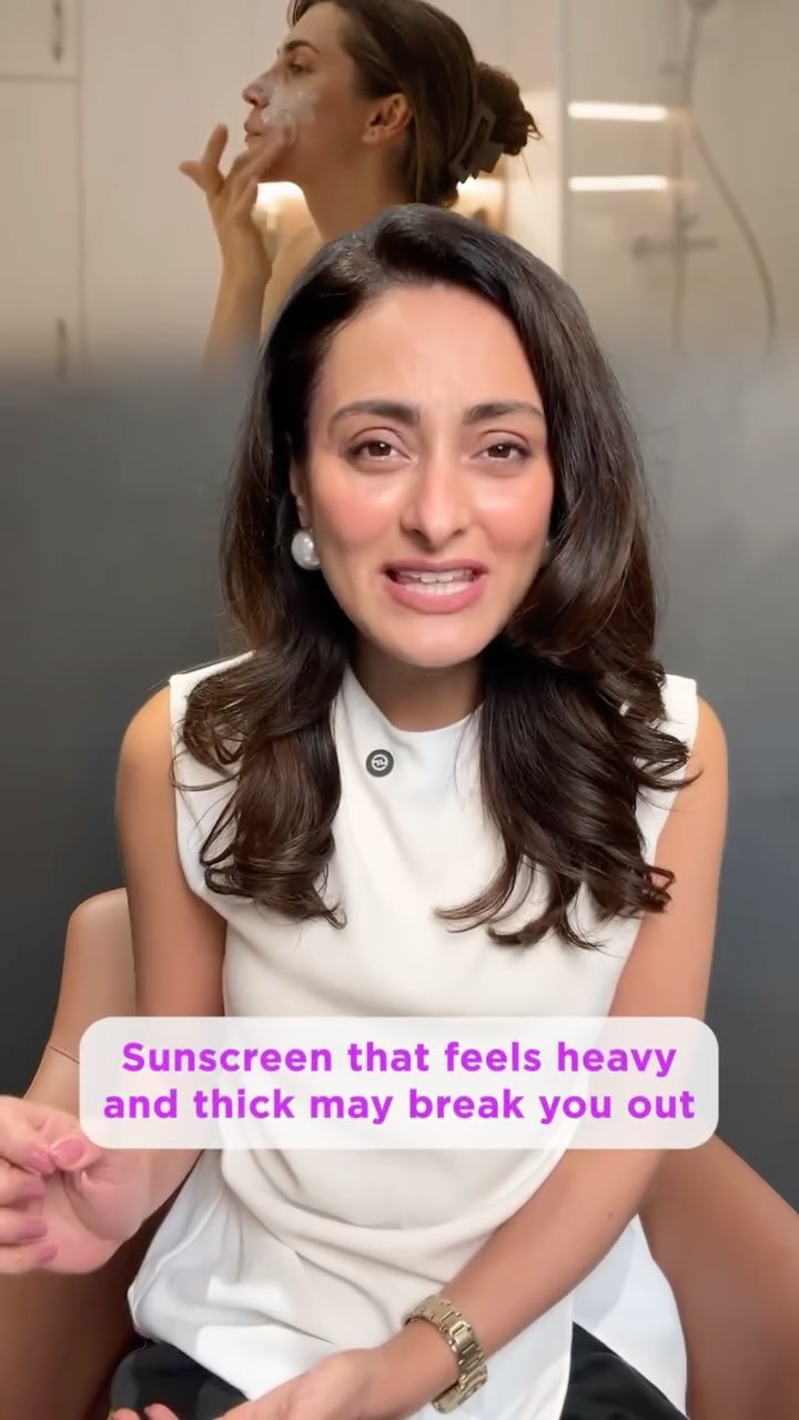 Instagram post by @dr.aanchal.md for WishCare. Caption reads: Avoid using a sunscreen if it is causing your skin....