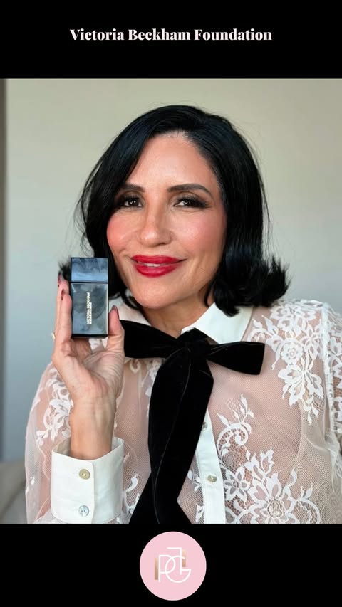 Instagram post by @joplacencio for Augustinus Bader. Caption reads: I tried the new @victoriabeckham Foundation Drops....