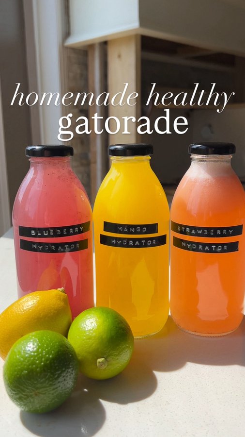 Instagram post by @plantyou for Pitaya Foods. Caption reads: 🍓🥭🫐HOMEMADE NATURAL GATORADES using....