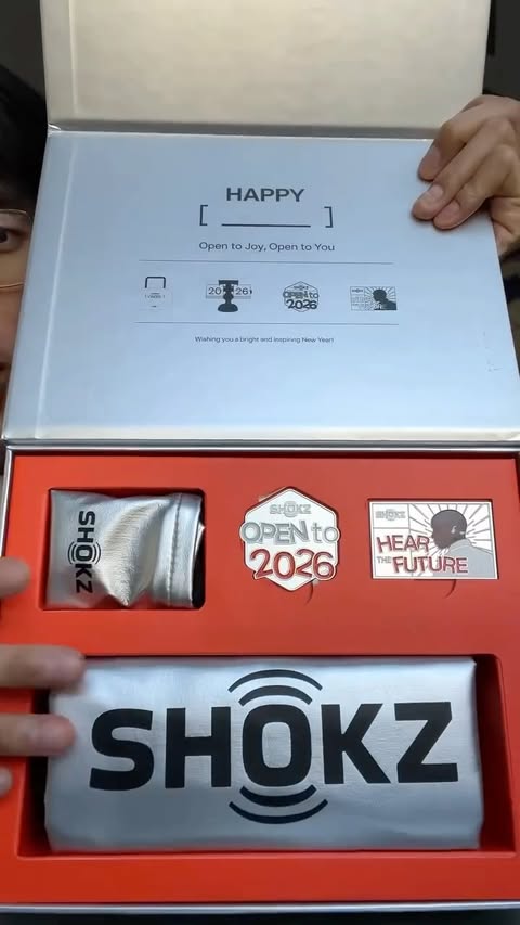 Instagram post by @kevinnrvv for Shokz. Caption reads: [...] the year right with a New Year gift from....