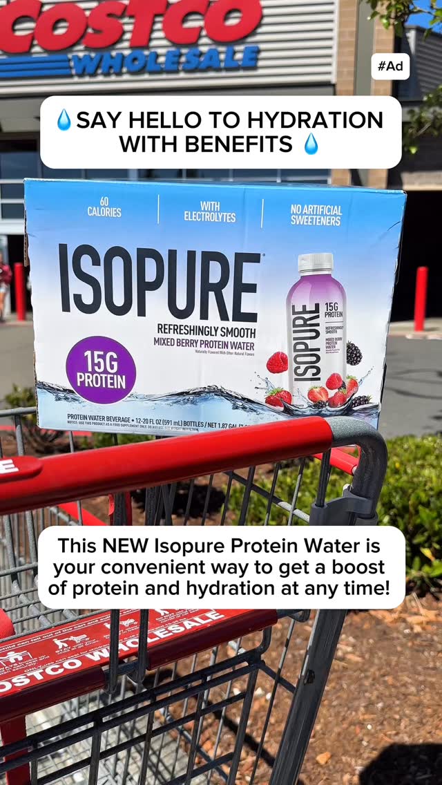 Instagram post by @costcodeals for The Isopure Company. Caption reads: #isopurepartner 
💧 Say hello to hydration with....