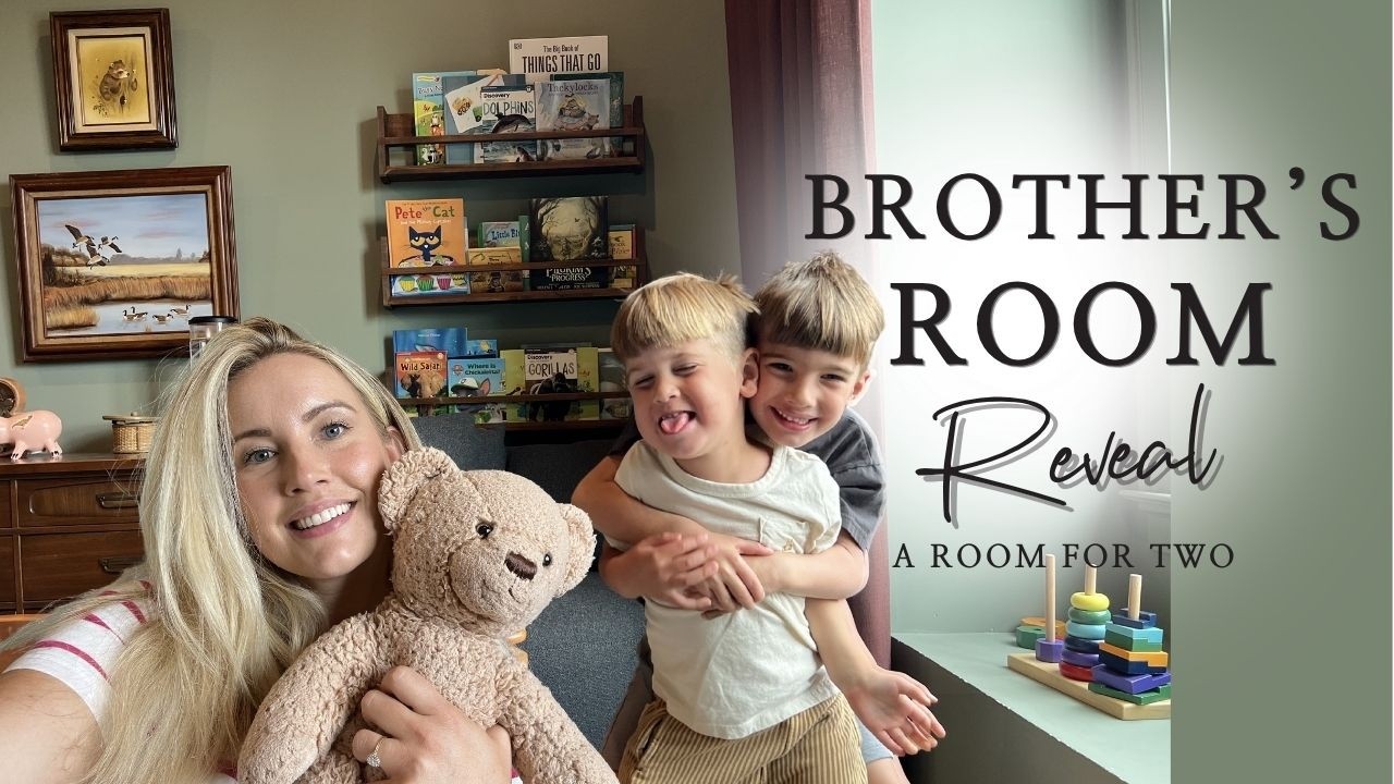 YouTube post by @sharrah.stevens for Linha Niina Secrets. Caption reads: Boys' Shared Bedroom Reveal | New House Edition.