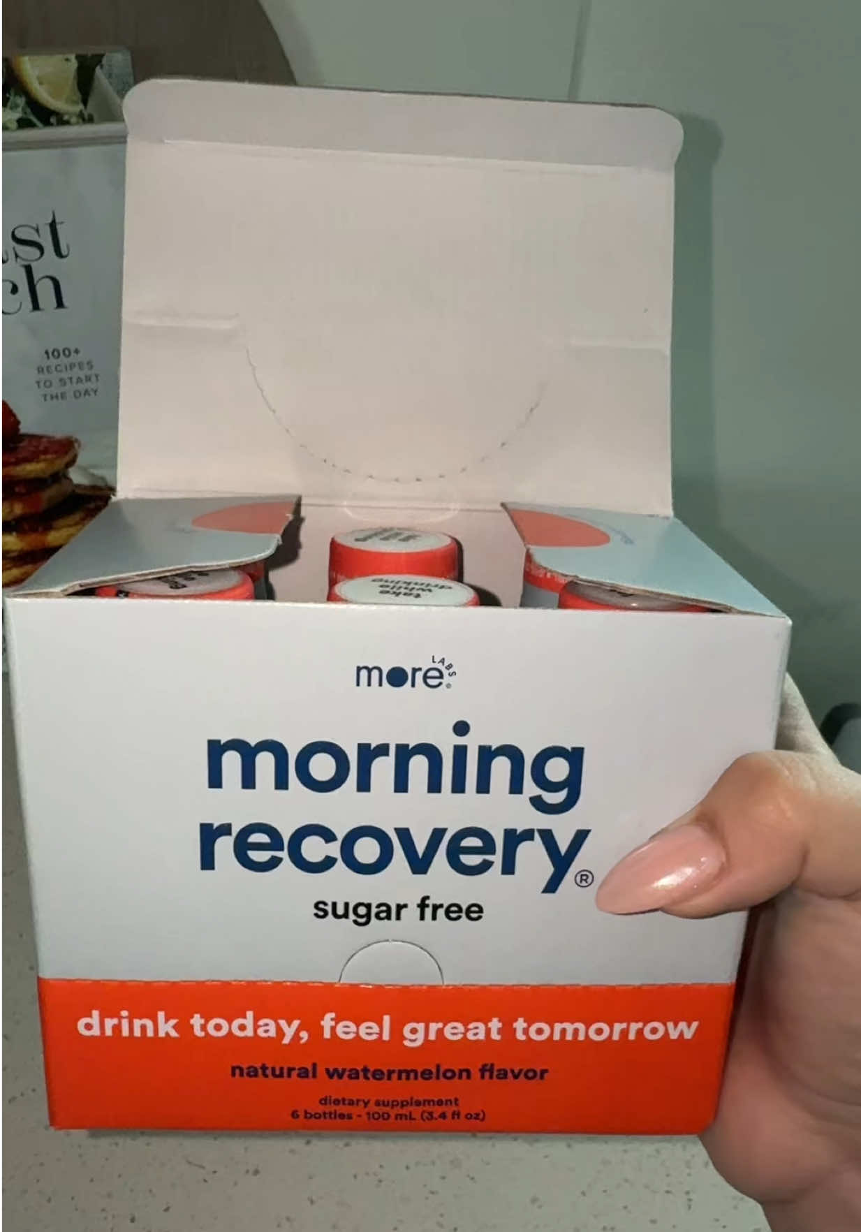TikTok post by @ryleemorgann for More Labs. Caption reads: [...] drinking! No more brain fog! 🍉🥂 @morelabs....