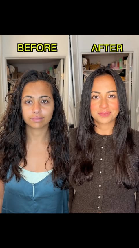 Instagram post by @pujatailorkhan for Kristin Ess Hair. Caption reads: [...] like myself again thanks to the....