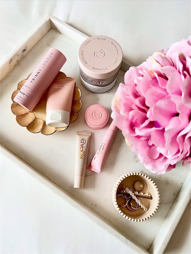 Instagram post by @evamm55 for Kopari Beauty. Caption reads: Pink Wednesday essentials 💖🩰🌸 Happy pink....