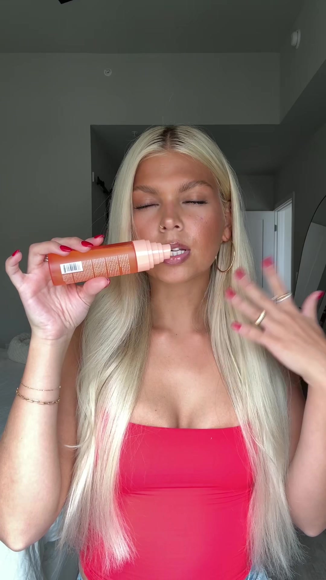 TikTok post by @katieritchiie for Sephora. Caption reads: This is literally sunshine in a bottle, @Dae Hair....