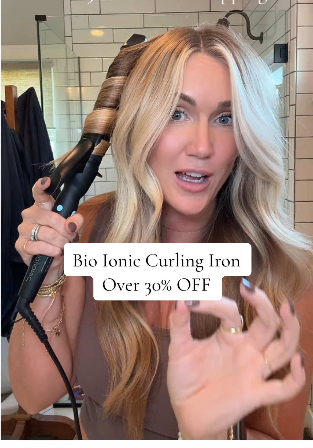 TikTok post by @justanotherrach2.0 for Bio Ionic. Caption reads: [...] #tiktokshopcreatorpicks #curlingiron....