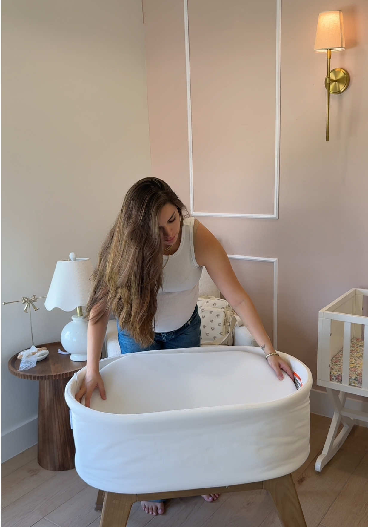 TikTok post by @mariavillarreall for Delta Children. Caption reads: Counting down the days until baby girl is here 🤍....