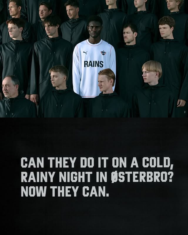 Instagram post by @b93fodbold for Rains. Caption reads: Rains sponsors Copenhagen football club, B.93,....