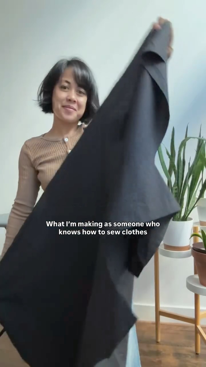 Instagram post by @chrisinseams for Just Black Denim. Caption reads: This was scrap fabric and made of only TWO....