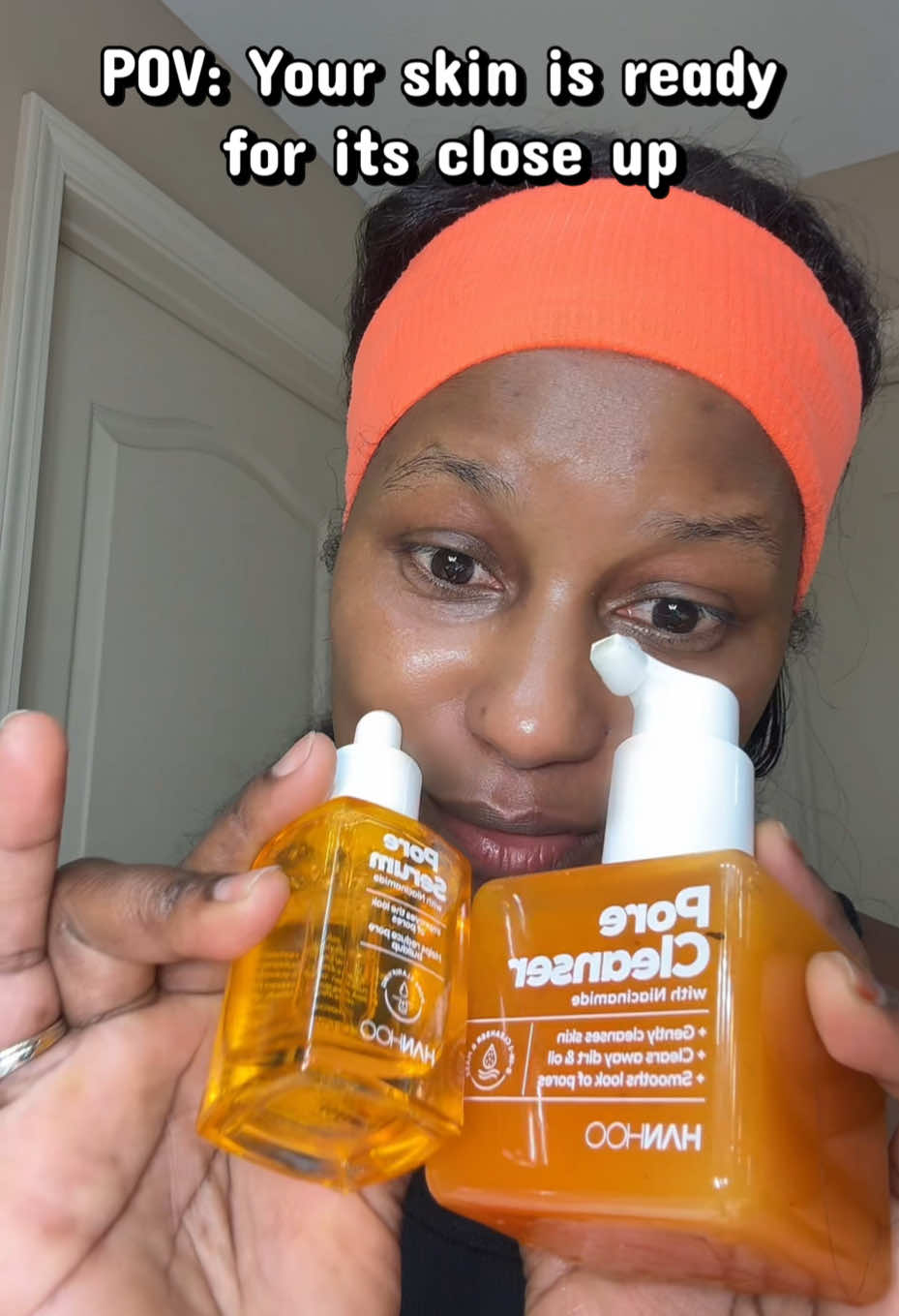 TikTok post by @mrstrawally for Hanhooskin. Caption reads: Pore cleanser and pore Serum by @Hanhooskin....