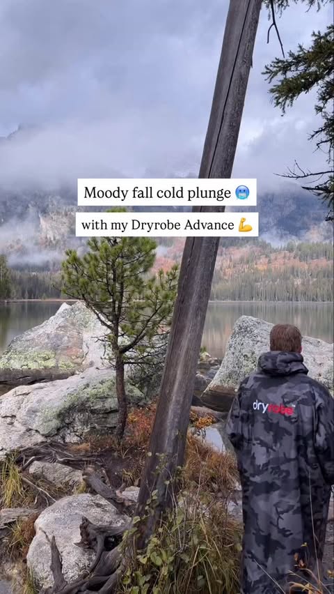 Instagram post by @coldplungecam for dryrobe. Caption reads: [...] a cold plunge in Taggart Lake. 

The....