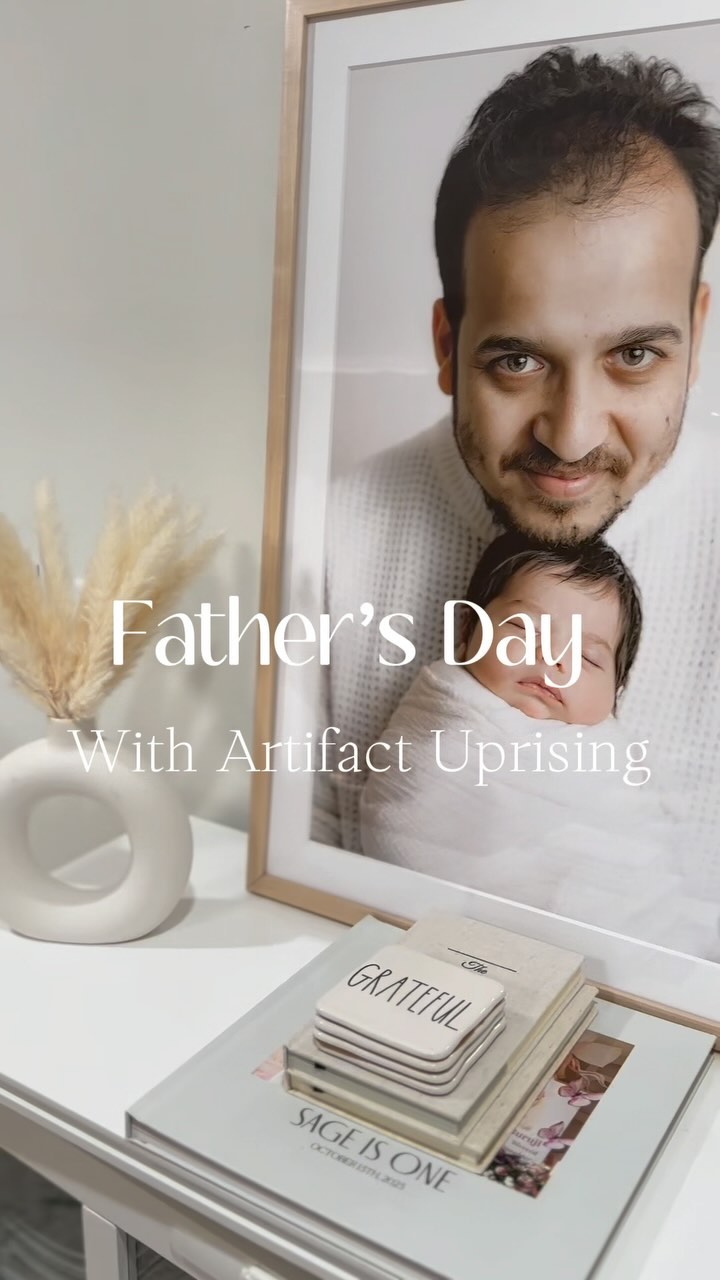 Instagram post by @official.jia.singh for Artifact Uprising. Caption reads: #ad Father’s Day is around the corner, and I’m in....