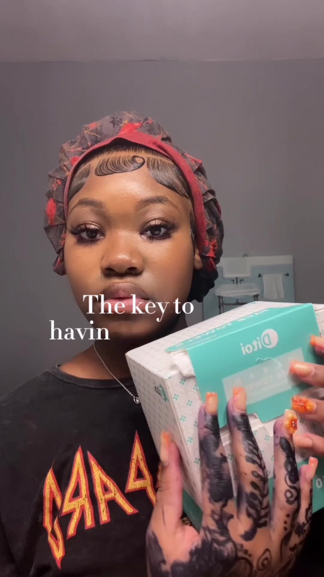 TikTok post by @kaylahanaa for Ditoi Face Towels. Caption reads: [...] #olebrandselect #ditoifacetowels....