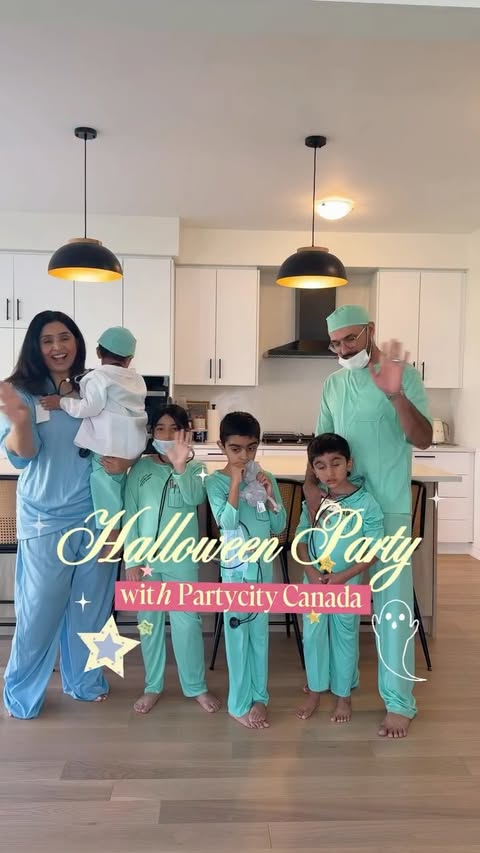 Instagram post by @twinmamaslife for Party City. Caption reads: [...] from your favourite little ER team!....