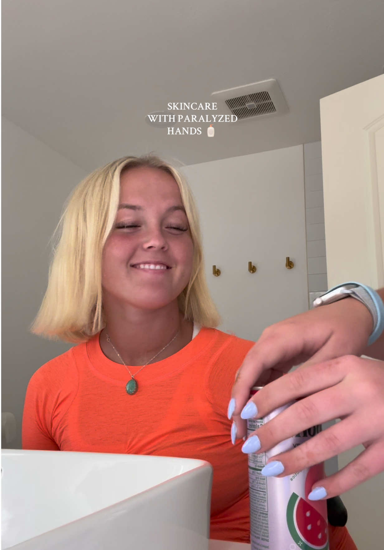 TikTok post by @emily.traveller for Bloom Nutrition. Caption reads: Favorite part of the day tbh #skincare #paralyzed....
