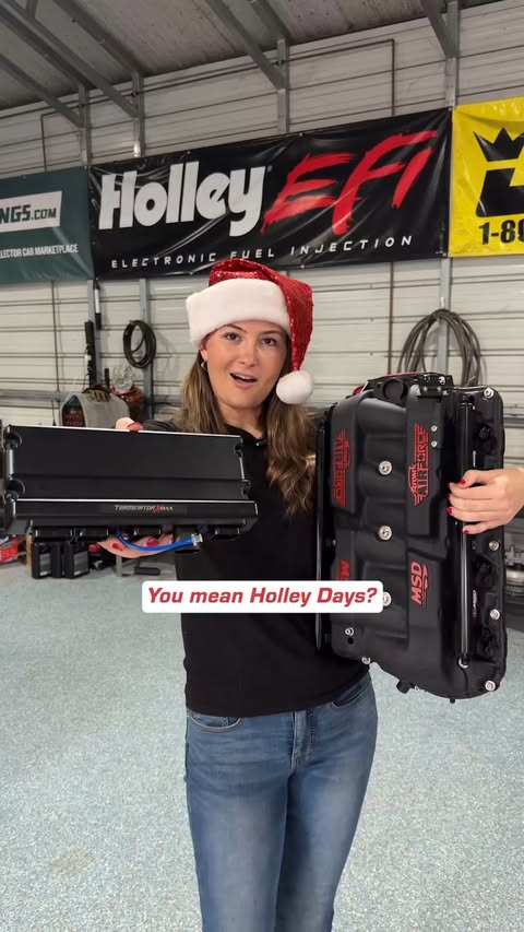 Instagram post by @merganevans for Holley. Caption reads: Holley Days 2025 is back with the best deals of....